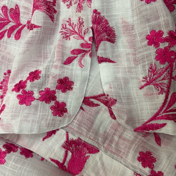 Soft Surroundings Top Women’s Sz M Etienne Tunic White And Pink Embroidered - Picture 6 of 7